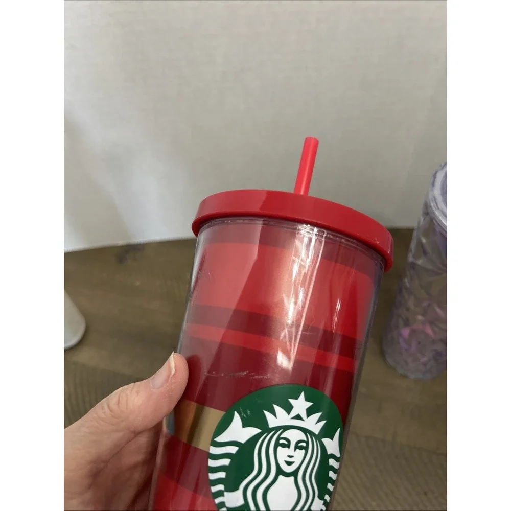 Starbucks Christmas 2023 Iridescent Diamond Prism Crystal Venti Tumbler Lot Of 3